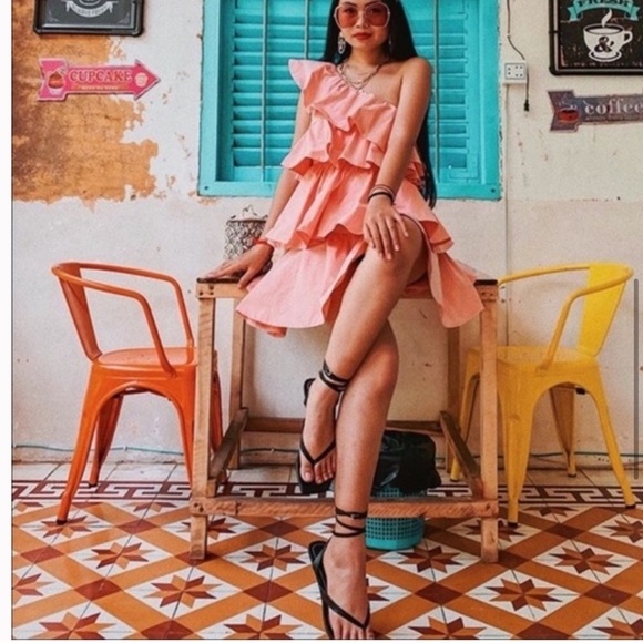 ZARA LIMITED EDITION RUFFLED ASYMMETRIC DRESS - Picture 14 of 17